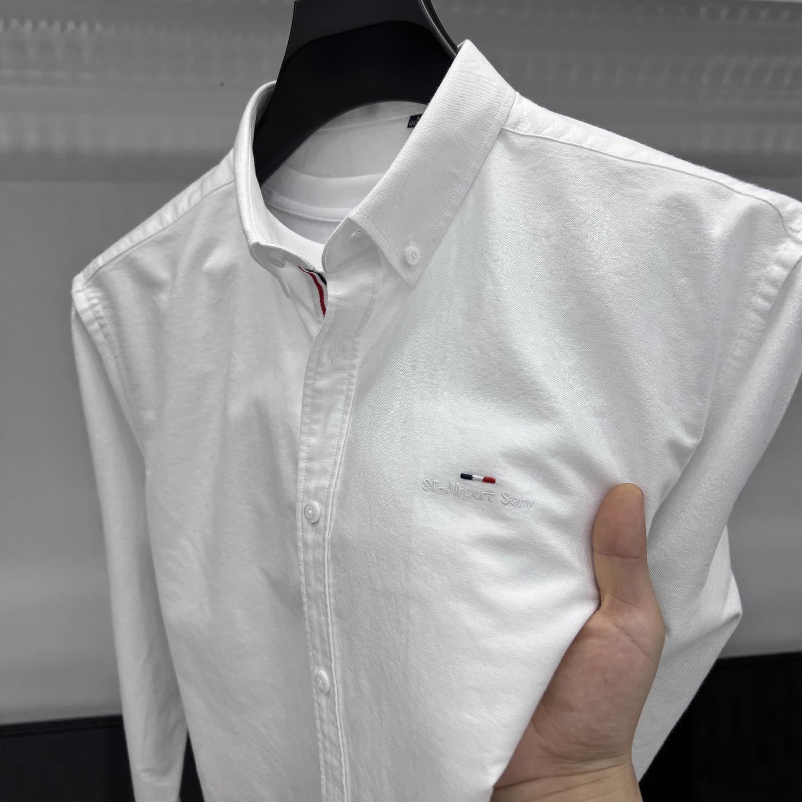 Tommy Solid Long Sleeve Shirt for Men 100% Cotton Short Sleeve Shirt for Middle-Aged Men