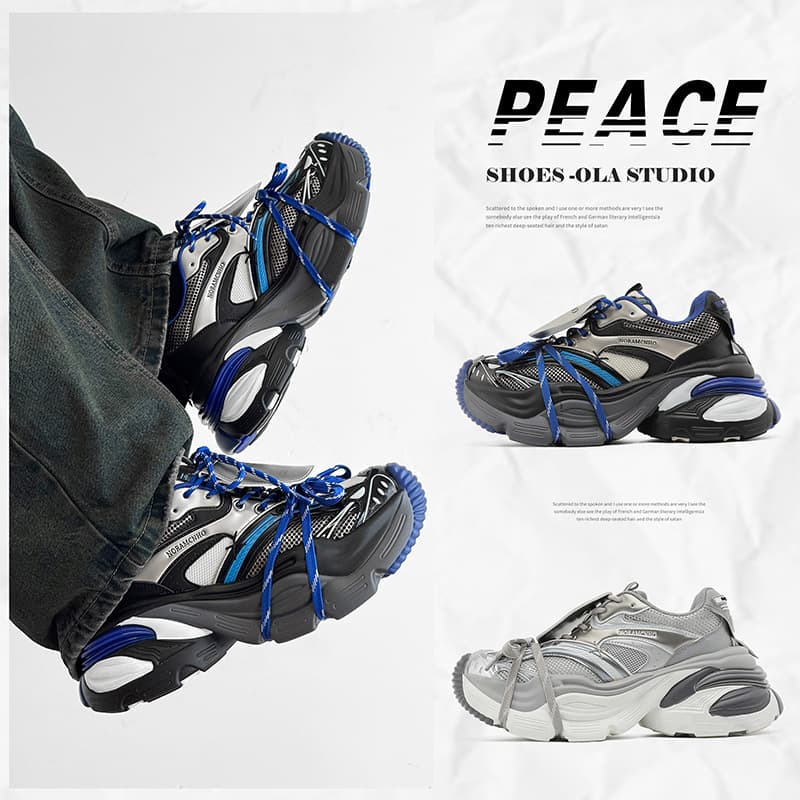 2025 Autumn and Winter Couple Men's and Women's Trendy Brand Style Dad Shoes Mesh Breathable Thick Sole Casual Contrasting Color Splicing Design