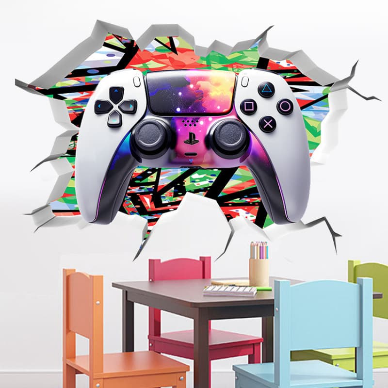 Cool background wall sticker 3d wall sticker game console handle poster player wall sticker boy room cartoon sticker pvc