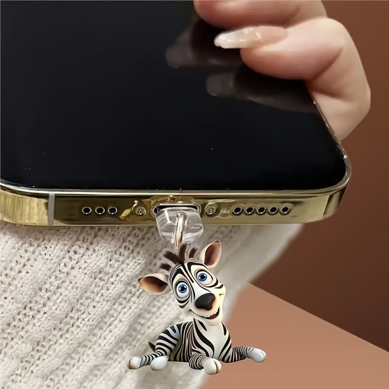 New Cross-Border Acrylic Flat Cute Zebra Dust Plug