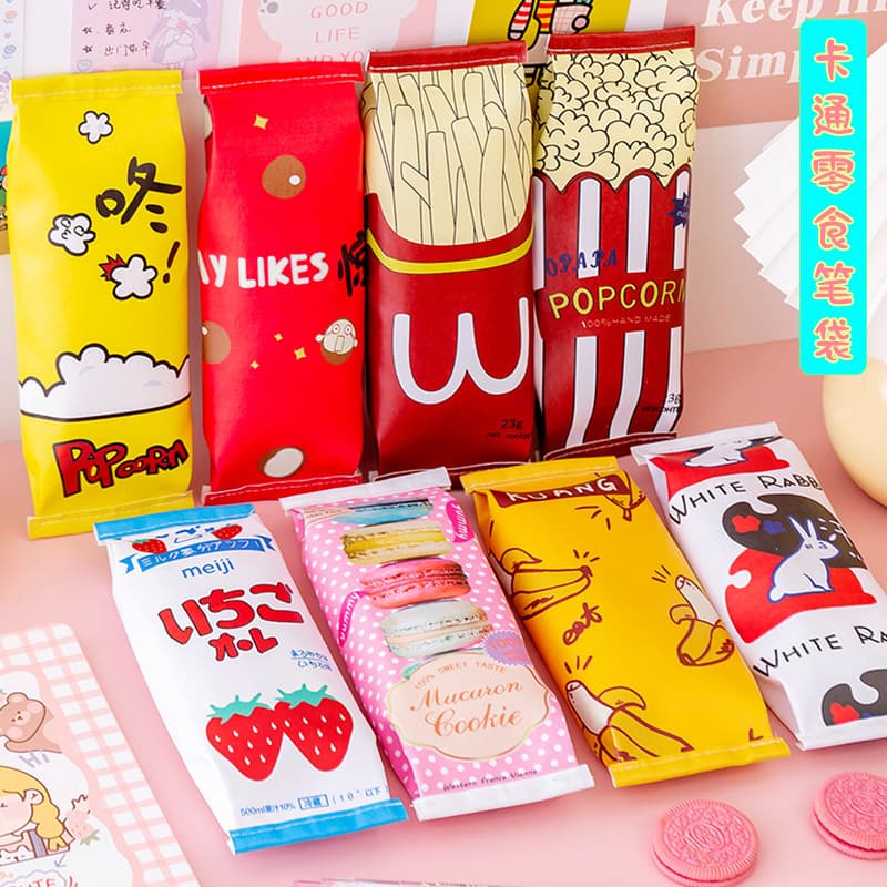Cartoon Snack Pencil Case Student Pen Box Stationery Bag Popcorn Fries Storage Bag Pencil Case Student Stationery Gift