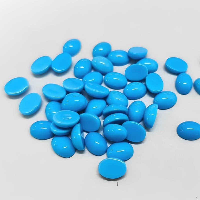 3*5-10*14mm Egg-shaped Flat Bottom Plain Blue Turquoise Loose Stone Synthetic Blue Turquoise Main Stone Cabochon Side Stone