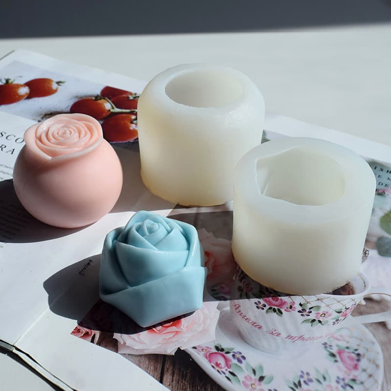 Ren Shan Rose Candle Silicone Mold DIY Rosebud Candle Aromatherapy Gypsum Ornament Soap Mold