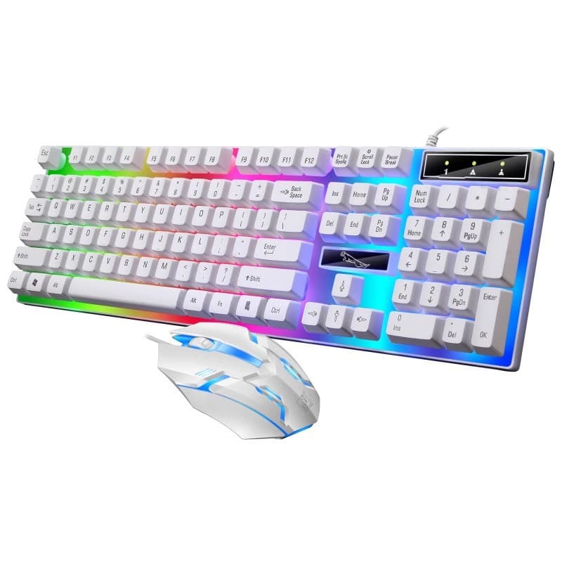 Wired Computer Keyboard and Mouse Set, Gaming Mechanical Feel, Rainbow Floating Keycaps, Backlit, Wholesale