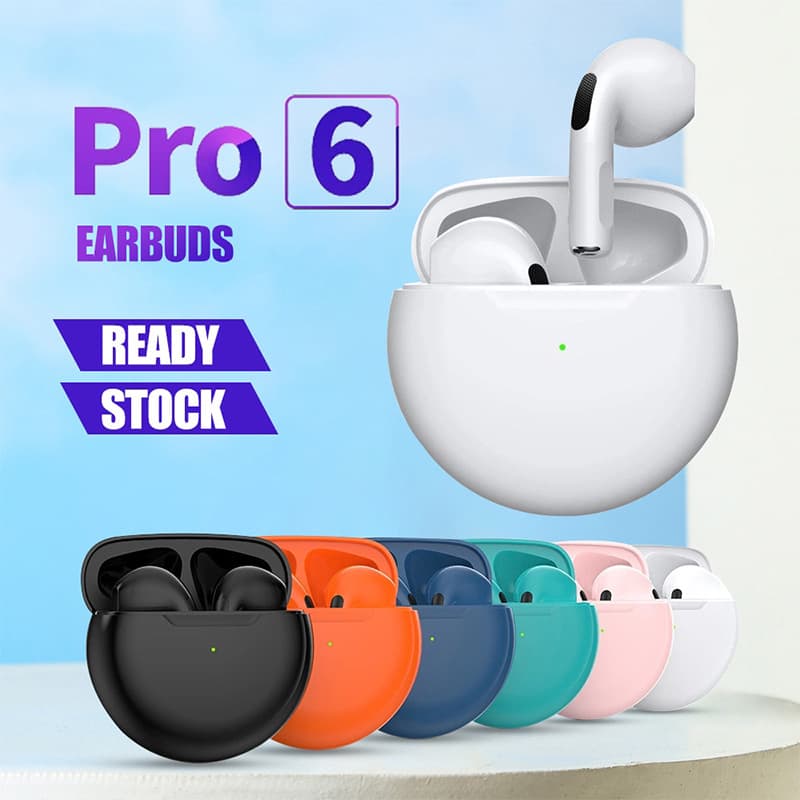 Pro6 Wireless Bluetooth Earphones J6 True Stereo Sports TWS Earbuds Touch Control Call Function Voice Control Music Support