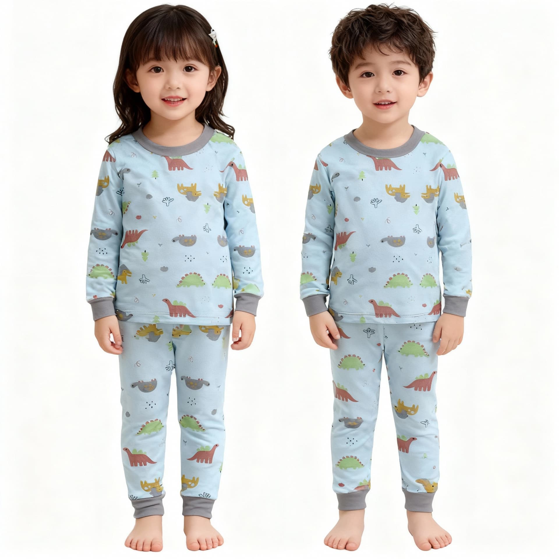 European and American Children's Lycra Set Boys Girls Base Underwear Kids Pajamas Homewear Baby Autumn Top and Pants