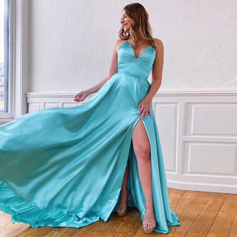 New Long Simple Sexy Halter Split Evening Dress for Amazon, AliExpress, Wish, and Independent Sites in European and American Markets