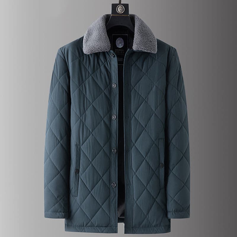 Fat Man 2024 Winter Men's Cotton Coat Plus Size Oversized Turn-down Collar with Fur Collar Cotton Padded Jacket Casual Warm Outerwear for Dad