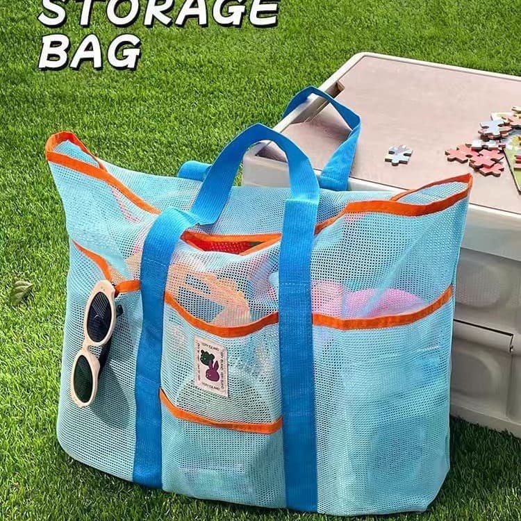 Beach Bag Kids Toy Storage Tote Portable Mom Bag Mesh Swim Bag Large Travel Seaside Gear