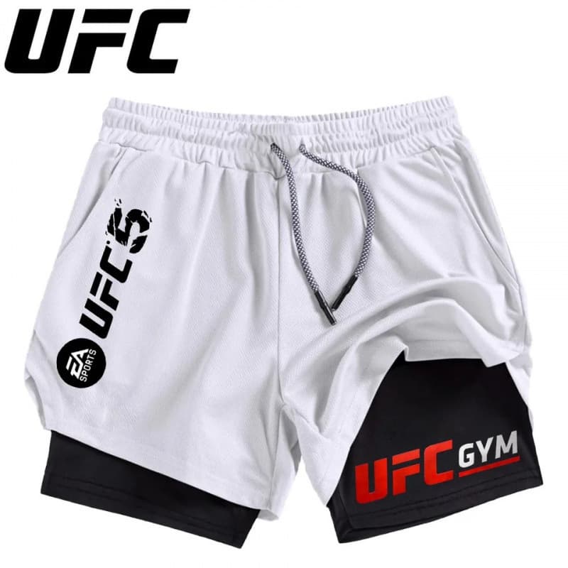 Cross-Border Men's Double-Layer Fitness Shorts Men's Gym Fitness 2-in-1 Sports Shorts Quick-Dry Workout