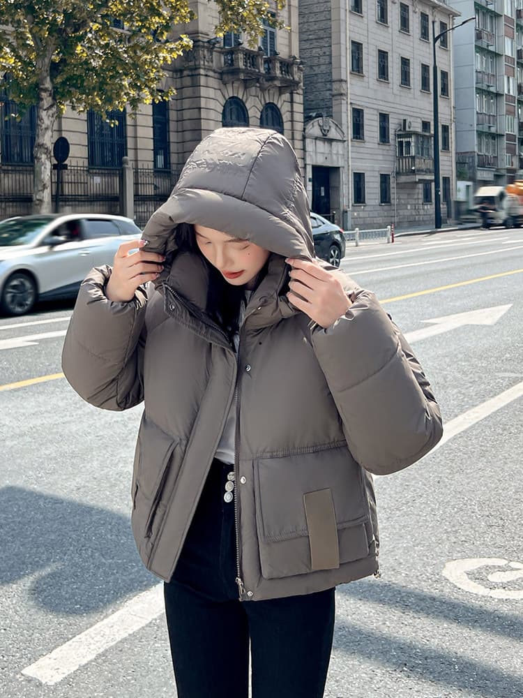 European station bread coat women's short large pocket new Korean style loose down cotton coat thickened winter cotton jacket
