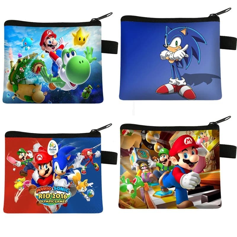 New Sonic Children's Coin Purse Mario Peripheral Portable Card Bag Coin Key Storage Bag Clutch Bag
