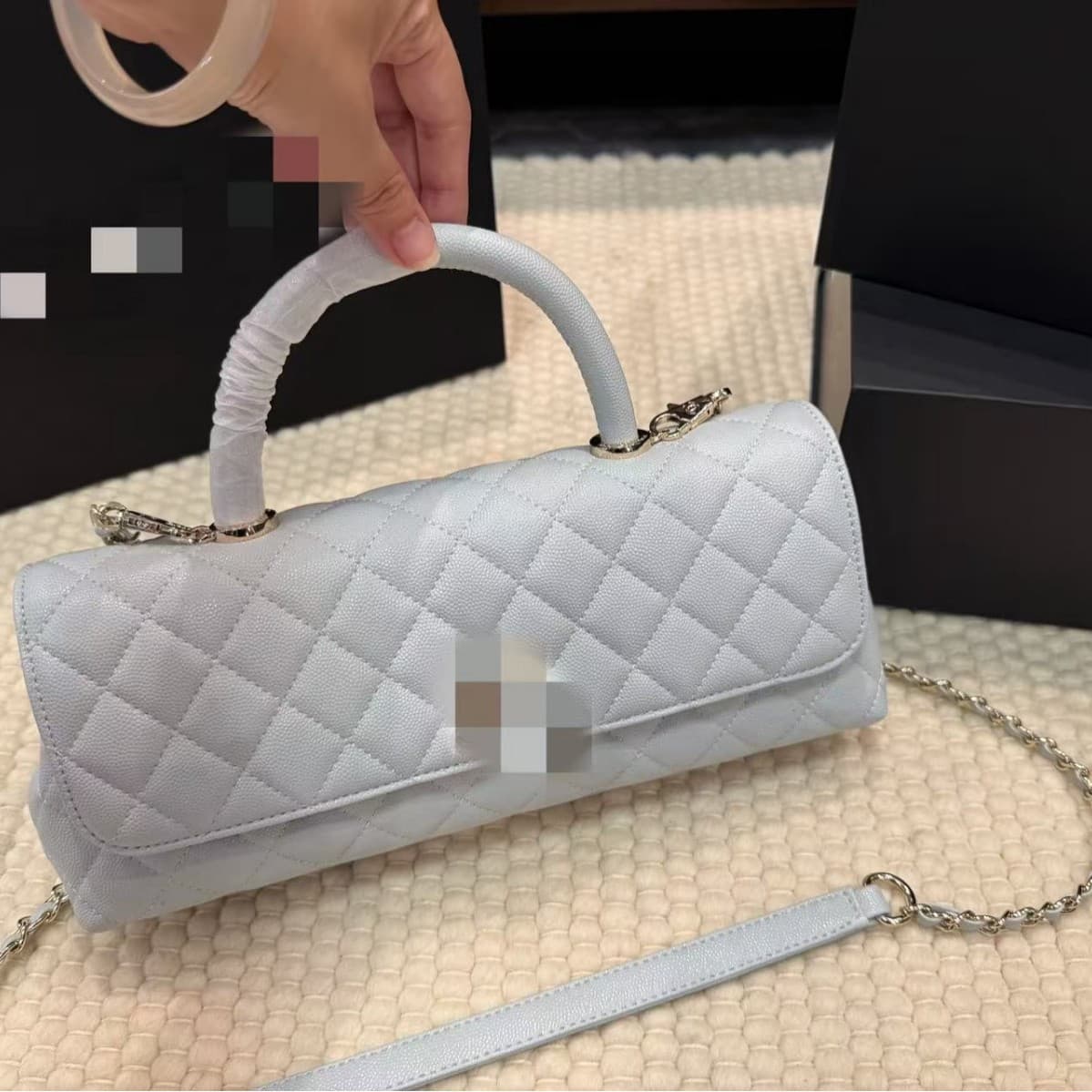 Women's Quilted Chain Handle Bag 2025 New Leather Box Bag Crossbody Shoulder Bag In Stock