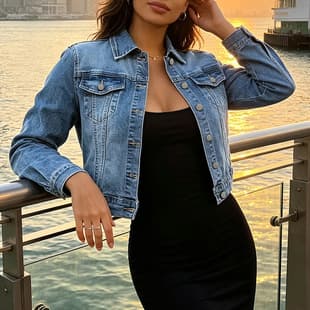 Overseas Cross-Border Light Blue Washed Denim Jacket Women Short 2026 Spring Autumn New Style Denim Coat Long Sleeve Top