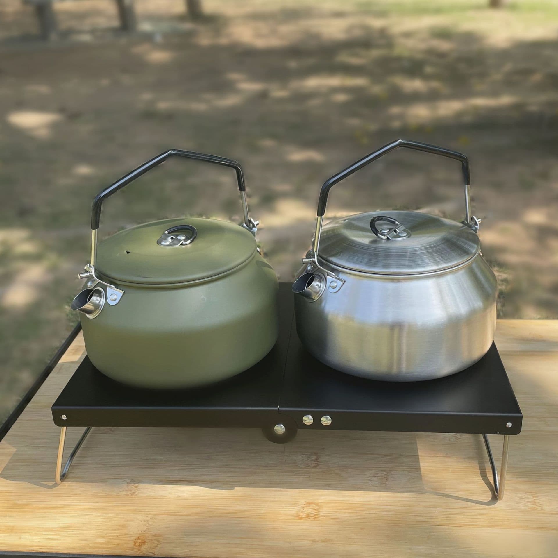 Outdoor 304 stainless steel kettle, picnic teapot, camping 1L coffee pot with spout, portable large capacity kettle