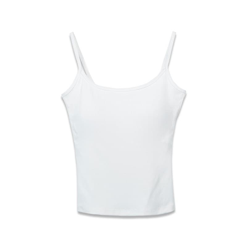 Korean-style pure cotton adjustable racerback camisole bra with built-in cups, sleeveless top for layering or outerwear