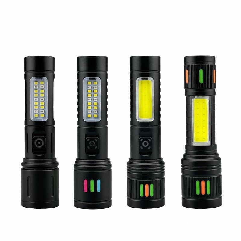 Strong light flashlight fast typ-c charging outdoor lighting white laser flashlight with cob warning side work light