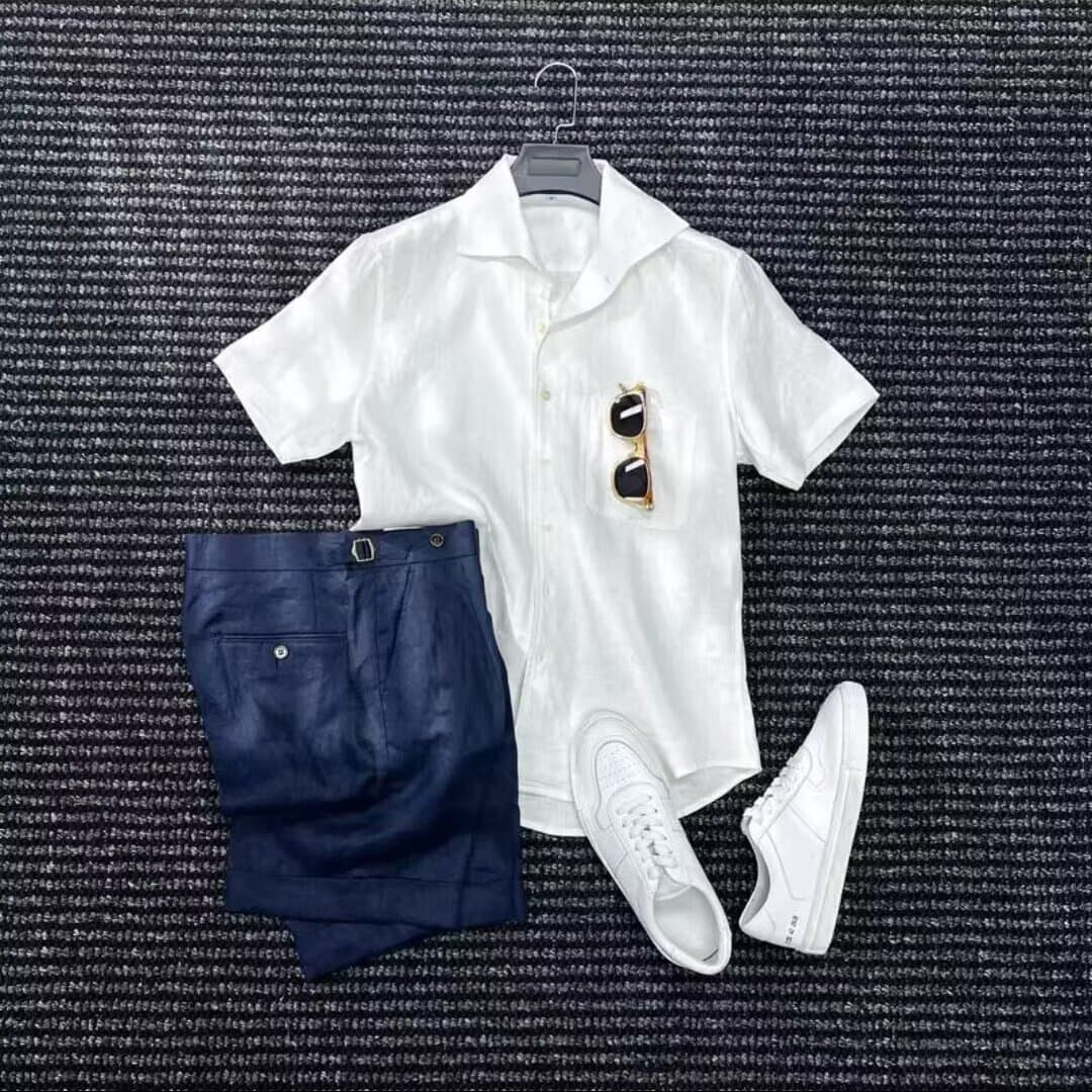 Summer Linen Shirt Men Short Sleeve Thin Loose Linen Top Chinese Style Japanese Retro Casual Work Shirt