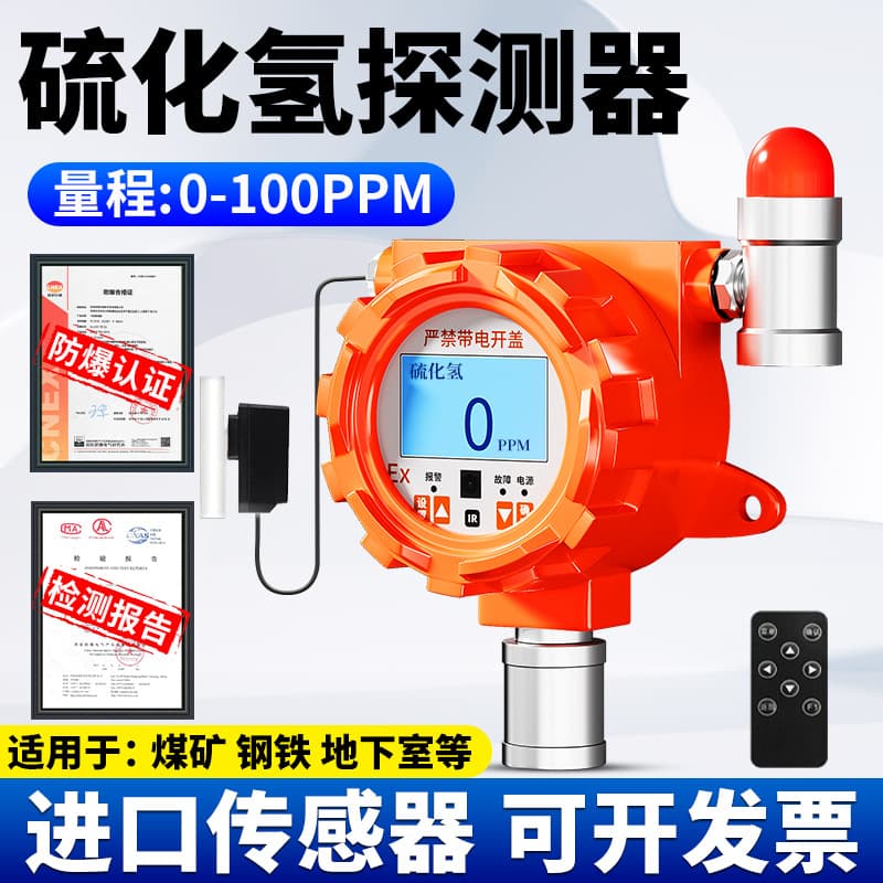 Hydrogen Sulfide Gas Detector Fixed Gas Station Chemical Workshop Boiler Room Concentration Detection Alarm