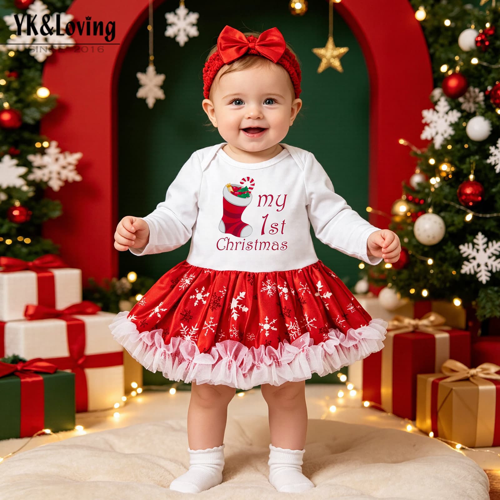 Factory Direct Christmas Baby Clothes Long Sleeve Romper Baby Jumpsuit Crawling Suit Infant Holiday Set