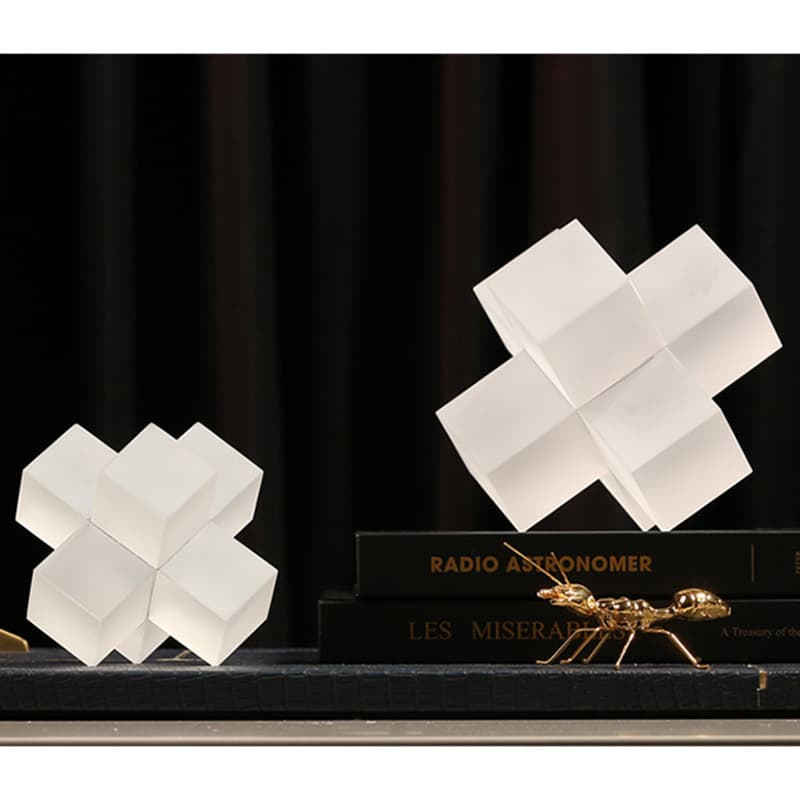 Modern Light Luxury Creative Crystal Cross Bookend Ornament 3D Simple Frosted Geometric Home Study Soft Decoration