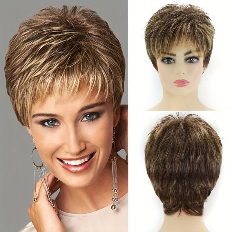 Synthetic Fiber Wig, Full Head Wig, Short Wig for Women, Bob Style, Short Curly Hair, Short Hair for Women, Fluffy and Natural