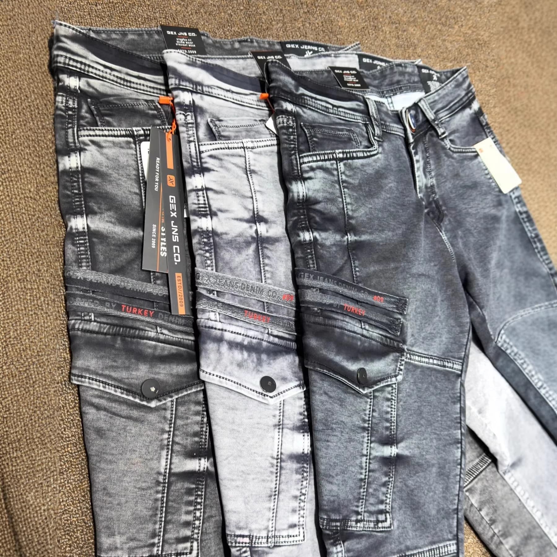 Men's Jeans Cross-border Multi-pocket Versatile Trendy Brand Men's Cargo Jeans