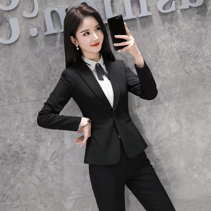 High-end Fashion Business Suit Set for Women, Elegant Executive Workwear, Petite Fit Interview Formal Suit, Manager Blazer