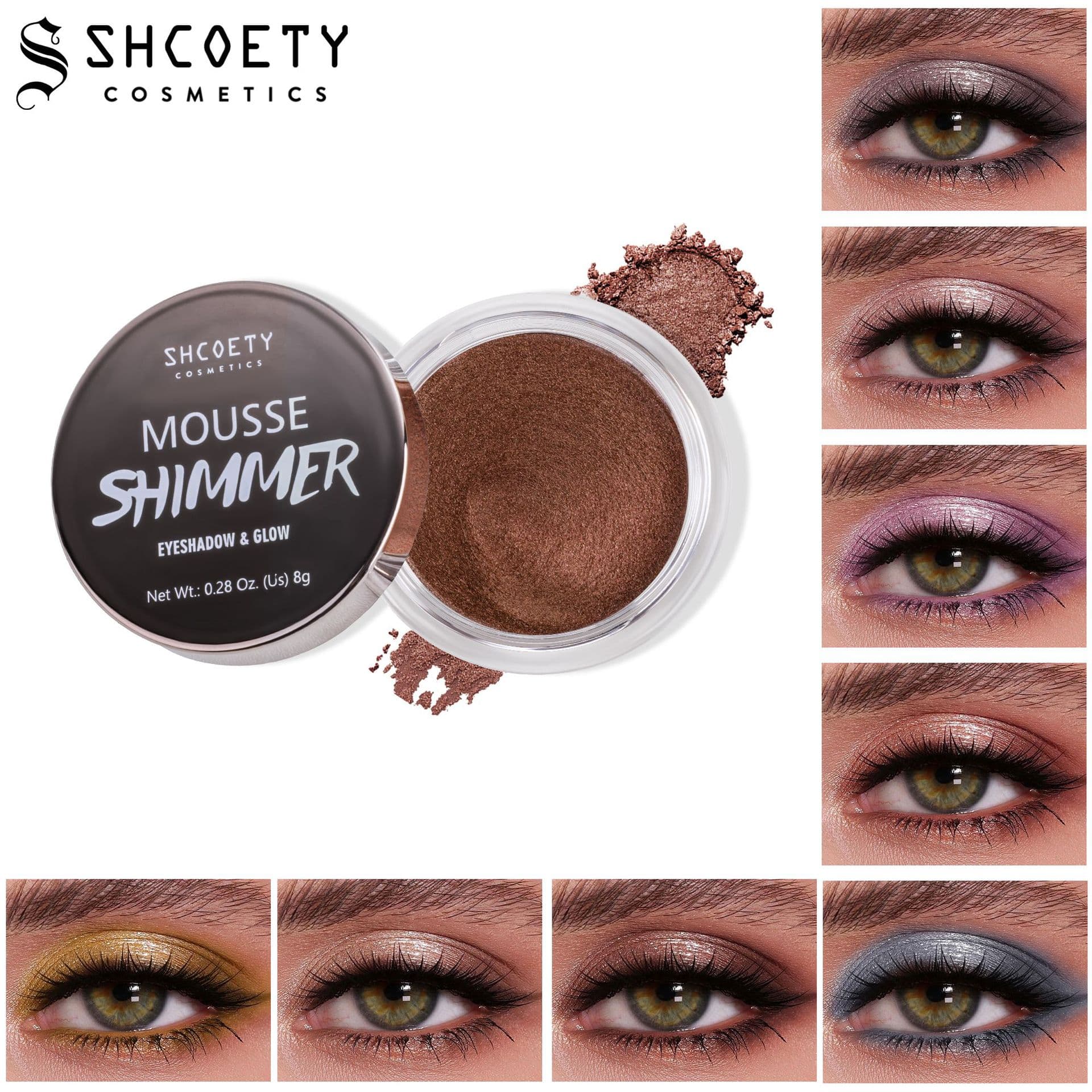 SHCOETY single color mousse eye shadow highlighting and brightening colored eye shadow powder easy to color Mermaid Face Highlighting Powder