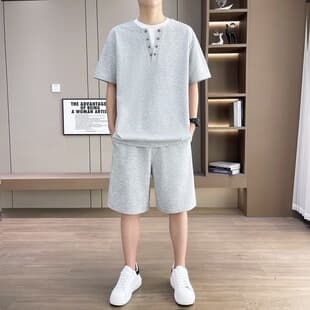 Youth Summer Set for Boys, 2026 New Middle School Student Ice Silk Short Sleeve T-Shirt, Big Kid Men's Outfit One Set