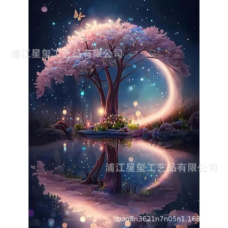 2026 Cross-Border Hot Selling 5D Night View Diamond Painting Full Drill Living Room Bedroom Decoration DIY Handmade Rhinestone Sticker Wholesale 30*40