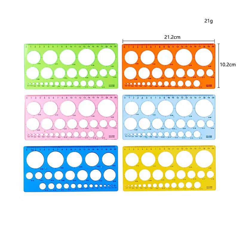 2088 Circle Drawing Template PS Plastic Round Hole Ruler Geometric Circle Template Ruler for Drawing and Craft