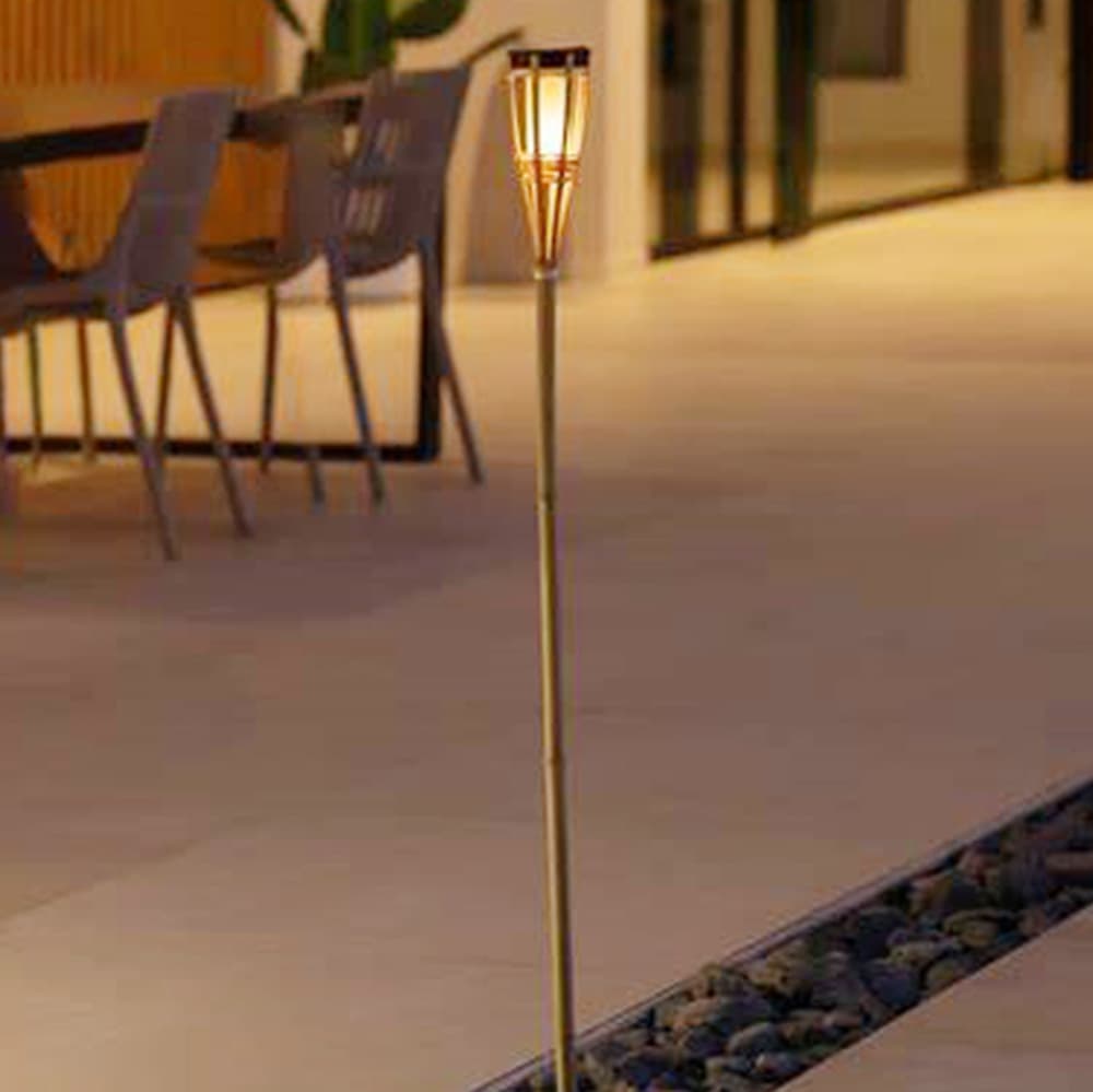 Outdoor Waterproof Solar Bamboo Torch Lamp Torch Lamp Bamboo Flame Lamp Garden Decoration Torch Lamp Factory Supply