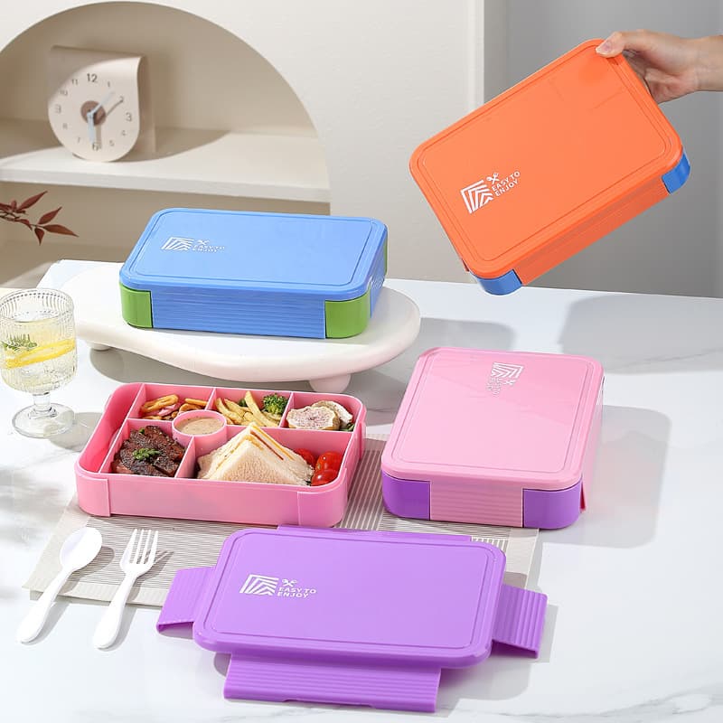 Minimalist Compartment Large Capacity Lunch Box for Students, Microwave-Safe Bento Box for Fruit Salad, Includes Fork and Spoon