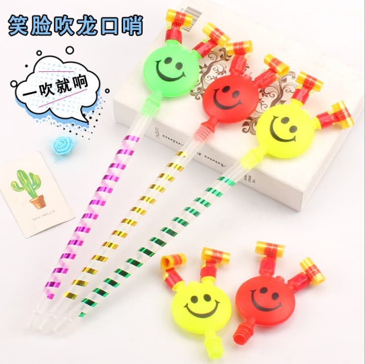 Large Smiley Face Blowout Whistle Blow Roller Children's Toy Smiley Blowout Clown Blowout Stall Toy Wholesale