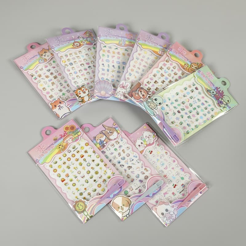 New Glow-in-the-Dark Embossed Nail Stickers Cartoon Cute Nail Decals for Kids Glow Nail Art Stickers Wholesale