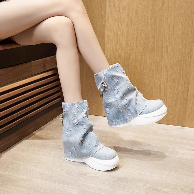 High Heel Stack Boots for Women Autumn Winter Short Boots Slimming Western Boots Thick Sole Platform Short Boots Slimming Spring Boots
