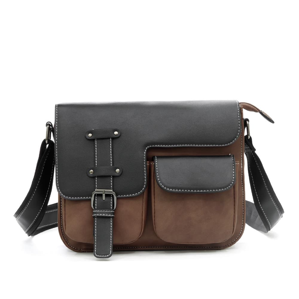 2023 New Men's Matte Leather Multi-Pocket Shoulder Messenger Bag Business Crossbody Bag Casual Retro Sling Bag