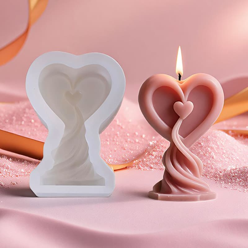 DIY Love Winding Heart Curve Silicone Mold 3D Heart Candle Plaster Craft Cement Decoration Mold