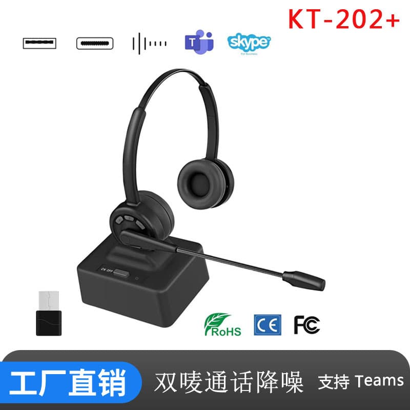 Compatible with Apple and Android Wireless Over-Ear Bluetooth Headphones with ENC Noise Cancellation and Wired Microphone for Teams Support