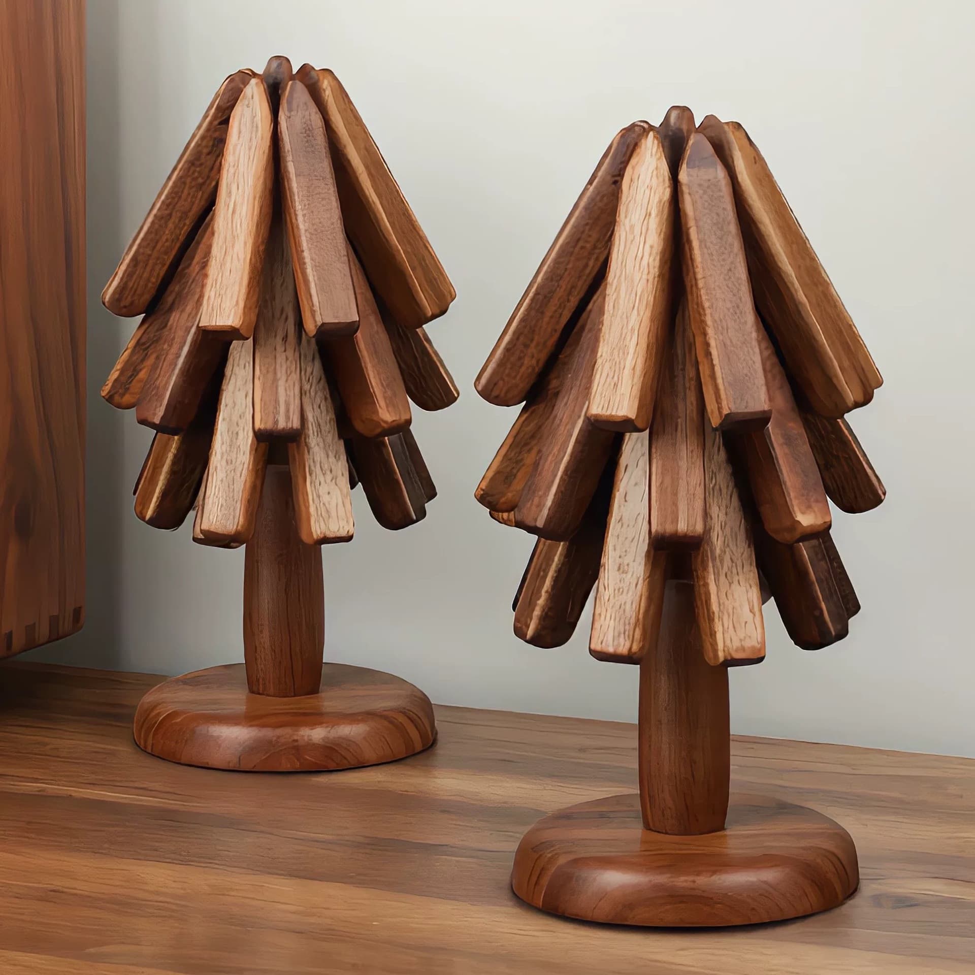 Wooden Insulation Mat, Dining Table Heat-Resistant Mat, Single Tree, Solid Wood Porch Decor, Housewarming Gift, High Temperature Resistance