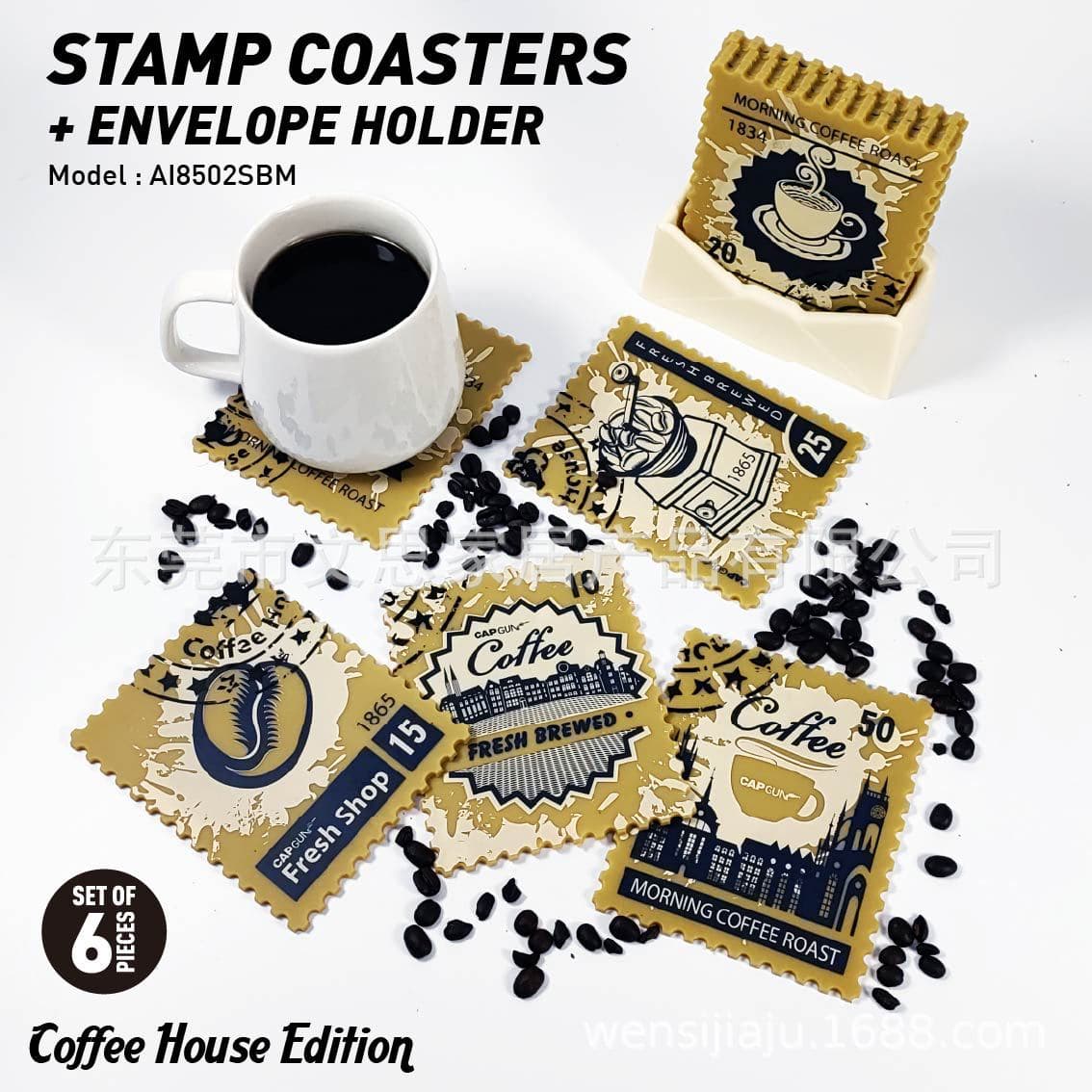 Stamp coaster with storage creative insulation anti-slip mat square tea coaster coffee beer mat for home bar