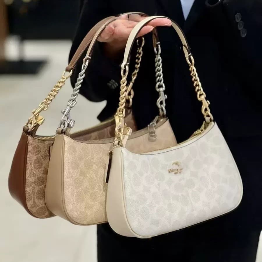 2026 New Teri25 Underarm Bag European and American Retro Print Chain Glacier White Genuine Leather Handheld Shoulder Crossbody Bag