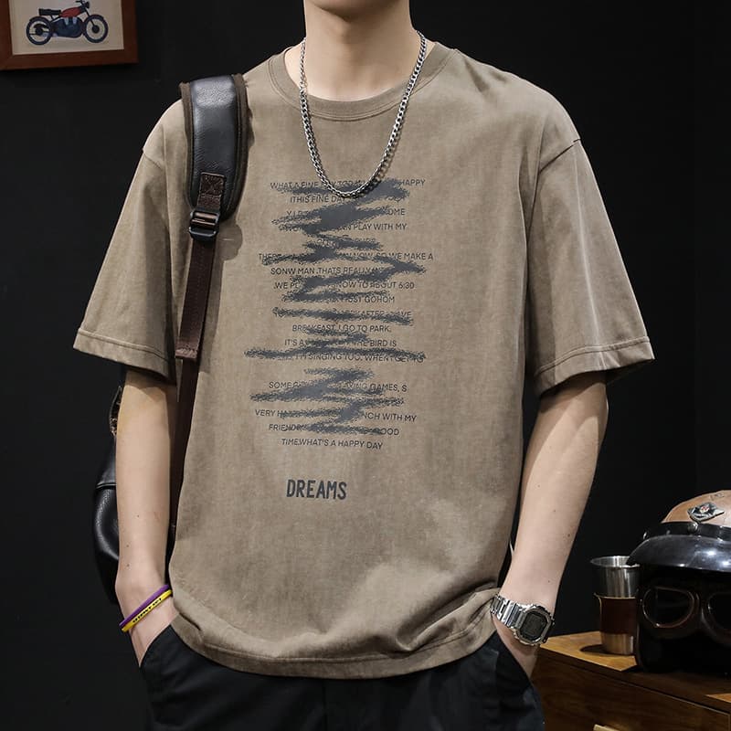 American Retro Short Sleeve T-Shirt Men's Fashion Summer 2026 New Plus Size Streetwear Thin Tee