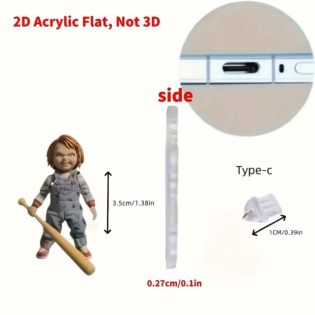 2D Acrylic Dust Plug Ghost Holding Baseball Bat for Type-C Port Phone Protection