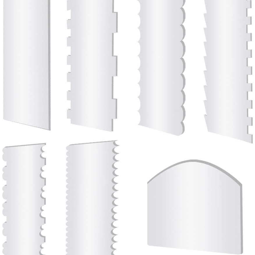 7-Piece Transparent Acrylic Cake Scraper Decorating Comb Set Kitchen DIY Cream Cake Baking Tools