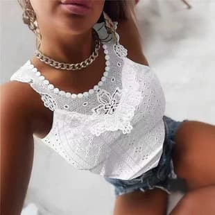 Amazon Cross-Border Summer New Lace Trim Sexy Fashion Vest Top for Women, Wholesale Ready Stock