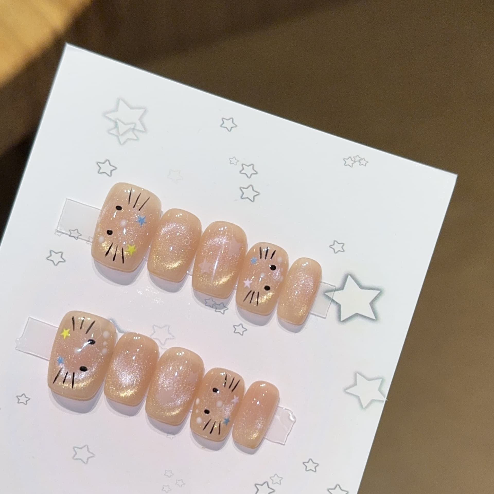 Qianfan [kitty constellation] hand-painted kitty cat eye boutique handmade wearable nail art patch fake nails