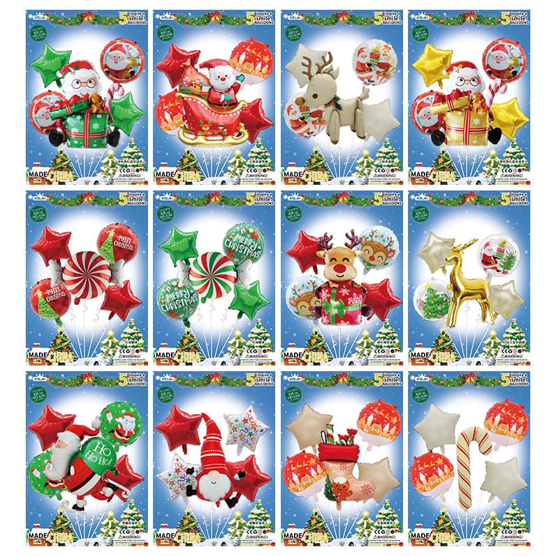 Cross-border Christmas tree Santa Claus decoration cartoon Christmas party series aluminum film balloon wholesale