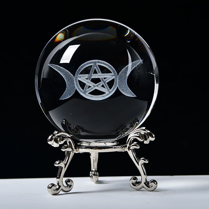 Crystal ball ornament base with skull, solar system unicorn, dandelion, engraved ball, book, desktop decoration, cross-border e-commerce.